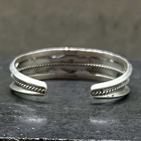 C. Yazzie Navajo Sterling Silver Open Cuff Bracelet with Five Turquoise Nuggets - Picture 4 of 10